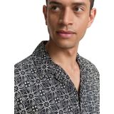 Navy Mosaic Design - Overhemd - Korte Mouwen - Kentkraag