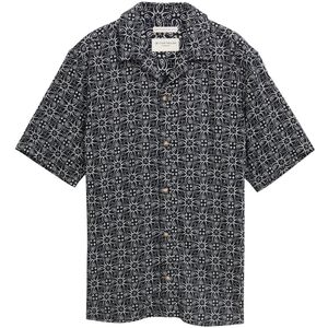 Navy Mosaic Design - Overhemd - Korte Mouwen - Kentkraag