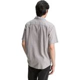 TOM TAILOR Herenhemd met korte mouwen en linnenaandeel, 37923 - Olive White Stripe, XXL