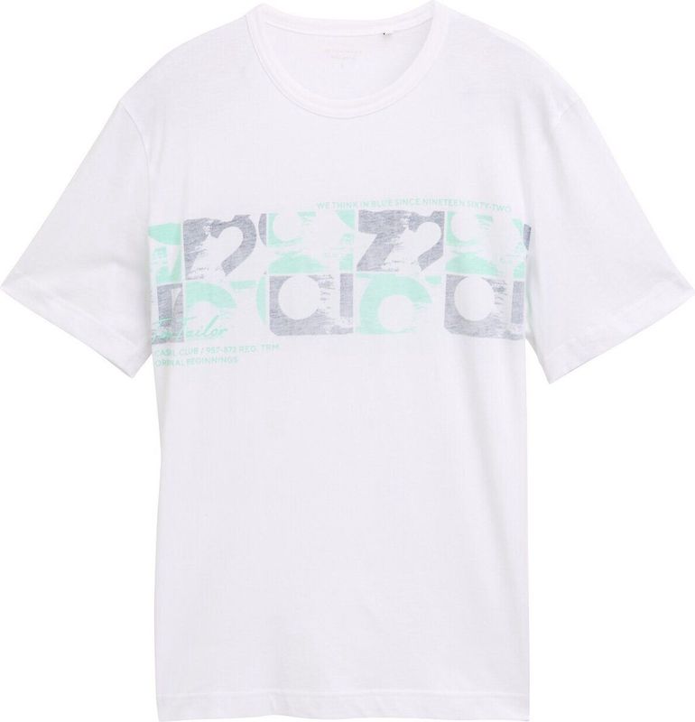 TOM TAILOR - Shirt - Grijs - Mintgroen - Wit