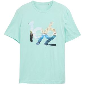 TOM TAILOR Heren T-shirt met foto-print, 37105 - Bright Mint Green, XL