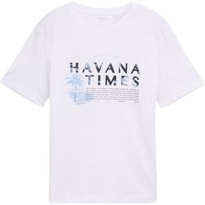 TOM TAILOR - Shirt - Blauw - Motiefprint - Kwartmouw