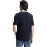 TOM TAILOR - Shirt - Lichtblauw/Donkblauw/Wit - Jersey - Ronde Hals, Kwartmouw