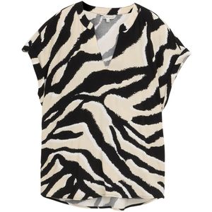 Tom Tailor - Blouseshirt - Viscose - Multicolor - Relaxed Fit, V-hals, Oversized Mouwen