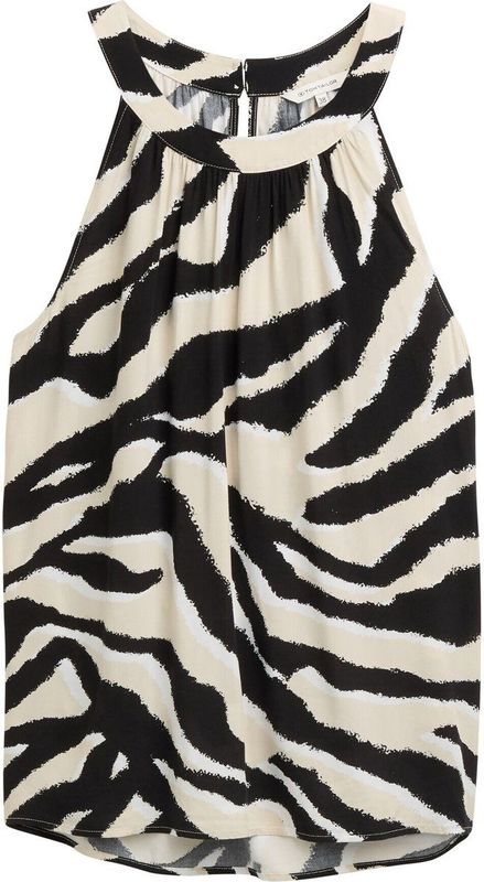 Abstract - Haltertop - Beige - Mouwloos - Regular Fit