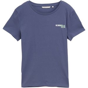 TOM TAILOR Denim T-shirt voor dames met opschrift, 13180 - Foggy Ocean Blue, XXL