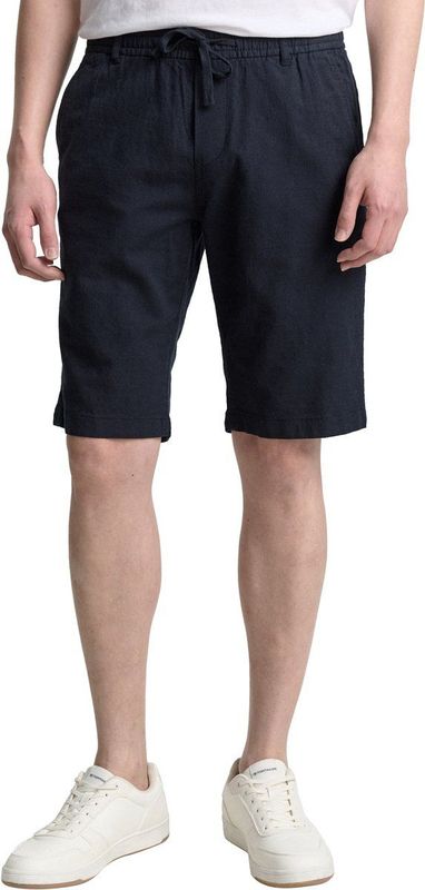 Tom Tailor - Bermuda - Katoen-Linnen - Blauw - Regular Fit