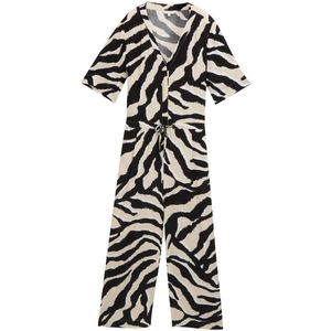TOM TAILOR - Jumpsuit - Beige/Zwart/Wit - Dierenprint - 7/8 Lengte