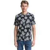 Tom Tailor - T-shirt - All-over Motief - Katoen - Ronde Hals - Korte Mouwen