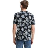 Tom Tailor - T-shirt - All-over Motief - Katoen - Ronde Hals - Korte Mouwen