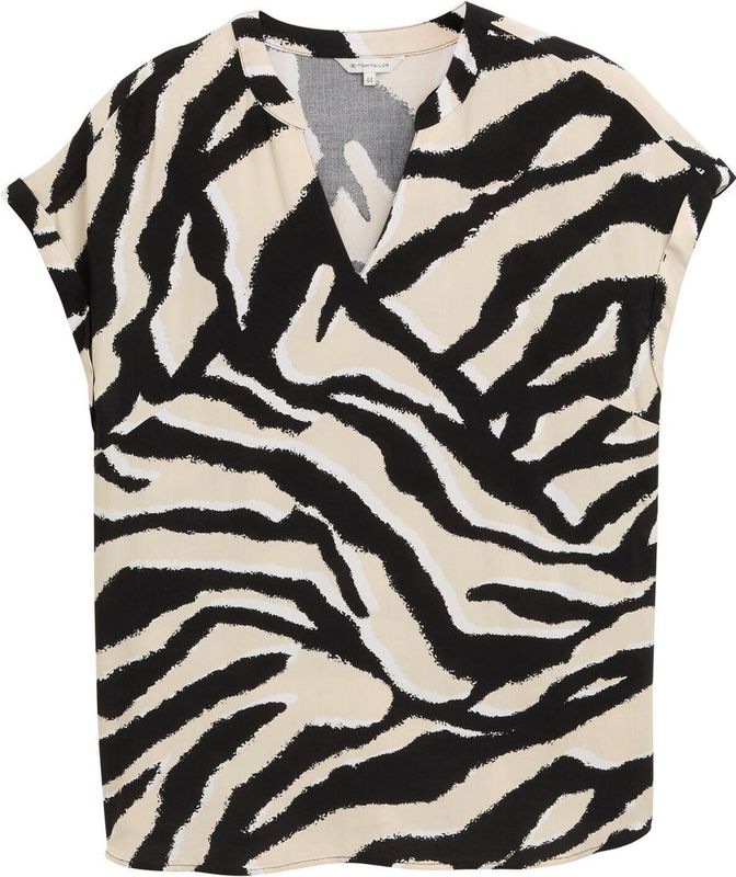 TOM TAILOR - 38070 - Damesblouse - Abstract Beige Zebra