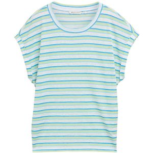 TOM TAILOR DENIM - Shirt - Azuur - Grijs - Pastelgroen - Wit Gemêleerd