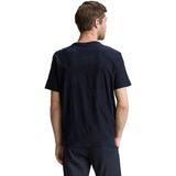 TOM TAILOR - Shirt - navy - Geribbelde Kraag, Ronde Hals, Bloemenprint, Kwartmouw