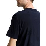 TOM TAILOR - Shirt - navy - Geribbelde Kraag, Ronde Hals, Bloemenprint, Kwartmouw