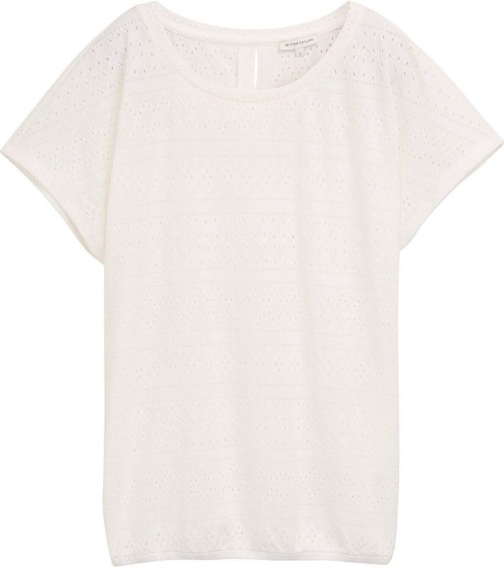 T-shirt - Ajour Style - Wit - Polyester - Losse Pasvorm