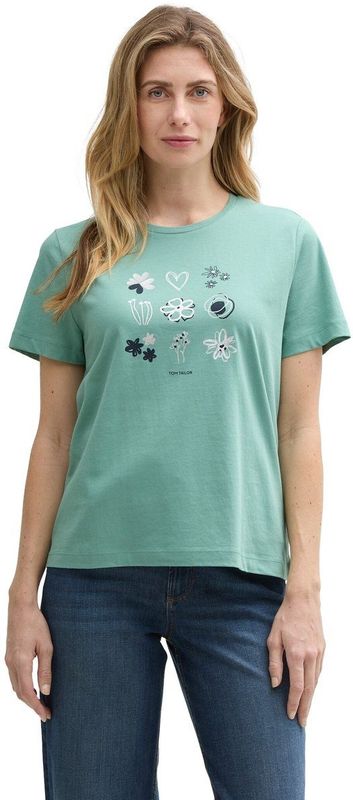 Tom Tailor - T-shirt - Korte Mouwen - Dames - Wit - Katoen