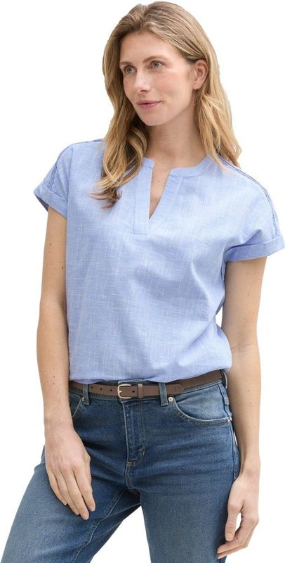 Tom Tailor - Blouse - Dreamy Blue - Tuniekstijl - Korte Mouwen