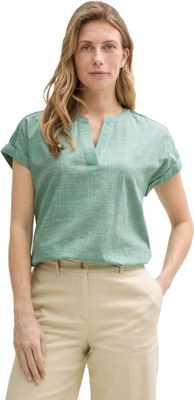 TOM TAILOR - Damesblouse - Faded Green - Katoen - Losse Pasvorm