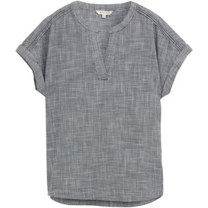 Tom Tailor - Blouse - Kleur Midnight Navy - Materiaal Zonder Capuchon - Tuniekstijl