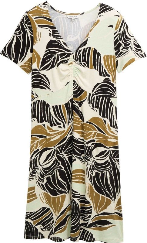 Tom Tailor - Vrijetijdsjurk - Viscosemix - All-over Motief - V-hals - Mini