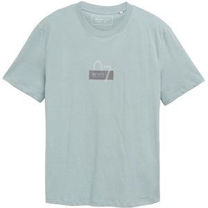 Tom Tailor - T Shirt - Katoen - Blauw - Met Opdruk