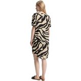 Tom Tailor - Blousejurk - All-over Motief - Soepel - Knielang - V-hals - Korte Mouwen