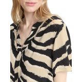 Tom Tailor - Blousejurk - All-over Motief - Soepel - Knielang - V-hals - Korte Mouwen