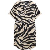 Tom Tailor - Blousejurk - All-over Motief - Soepel - Knielang - V-hals - Korte Mouwen