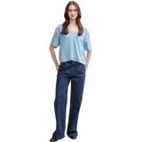 TOM TAILOR DENIM - Blouseshirt - Blauw - Losse Pasvorm - Kwartmouw