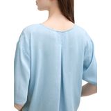 TOM TAILOR DENIM - Blouseshirt - Blauw - Losse Pasvorm - Kwartmouw