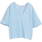 TOM TAILOR DENIM - Blouseshirt - Blauw - Losse Pasvorm - Kwartmouw