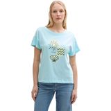 TOM TAILOR - Shirt - Lichtblauw - Mouw Revers - Kwartmouw