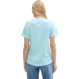 TOM TAILOR - Shirt - Lichtblauw - Mouw Revers - Kwartmouw