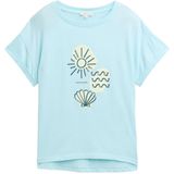 TOM TAILOR - Shirt - Lichtblauw - Mouw Revers - Kwartmouw