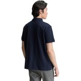 TOM TAILOR - Shirt - Navy/Wit - Katoen - Polokraag, Knoopsluiting, Normale Pasvorm