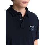 TOM TAILOR - Shirt - Navy/Wit - Katoen - Polokraag, Knoopsluiting, Normale Pasvorm
