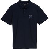 TOM TAILOR - Shirt - Navy/Wit - Katoen - Polokraag, Knoopsluiting, Normale Pasvorm