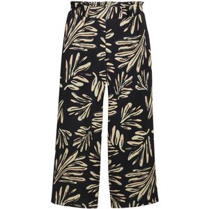 TOM TAILOR - Culotte Broek - Abstract Black Beige Print - Hoge Taille - Zijdelingse Steekzakken