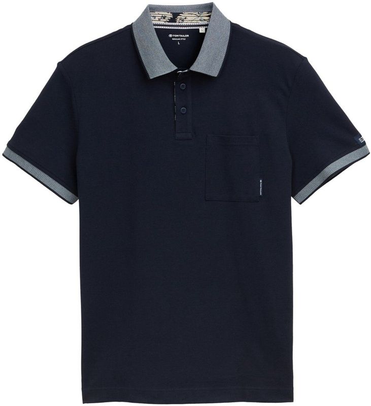 Tom Tailor - Herenpolo - Grijs - Katoen/Elastaan - Korte Mouwen