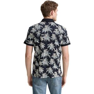 Tom Tailor - Gebloemde Poloshirt - Donkerblauw - 100% Katoen