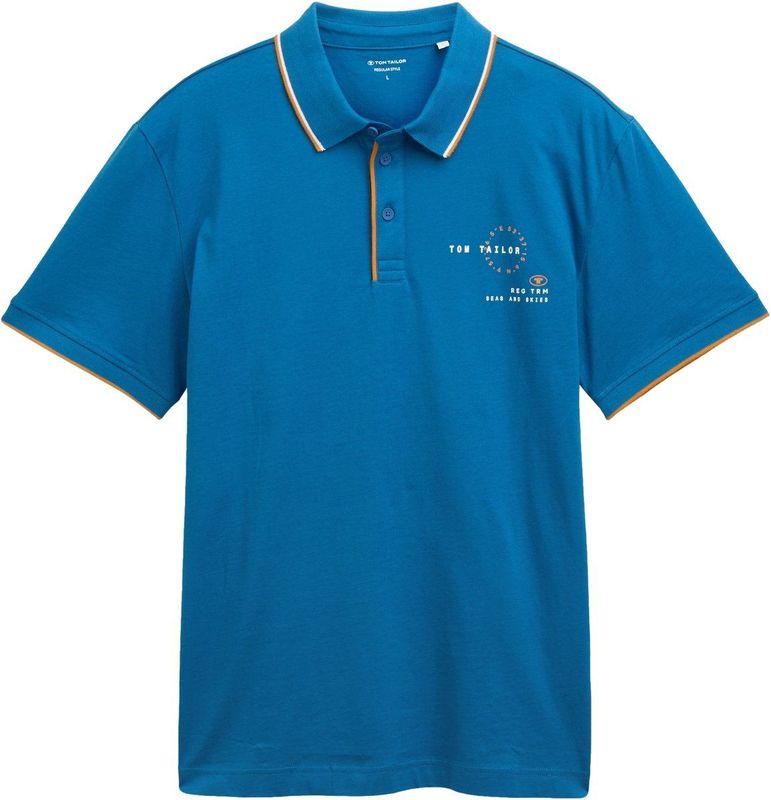 TOM TAILOR - Poloshirt - Blauw Petrol - Katoen