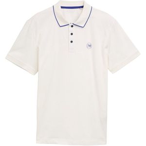 TOM TAILOR - Shirt - Blauw / Offwhite - Kwartmouw - Polokraag