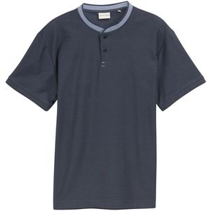 Shirt - Effen - Jersey - Opstaande Kraag - Kwartmouw - Normale Pasvorm