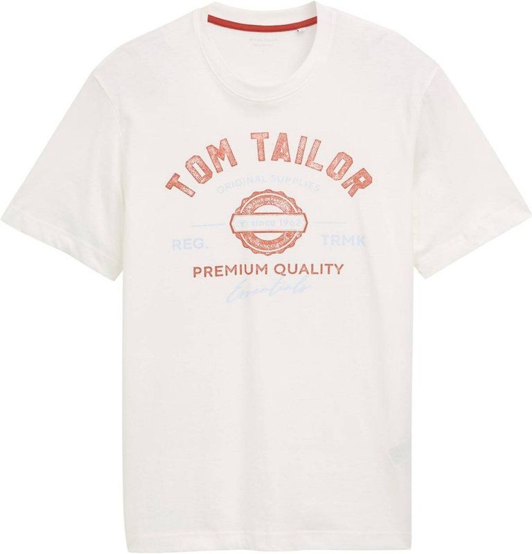 TOM TAILOR Shirt  lichtblauw / roestrood / offwhite