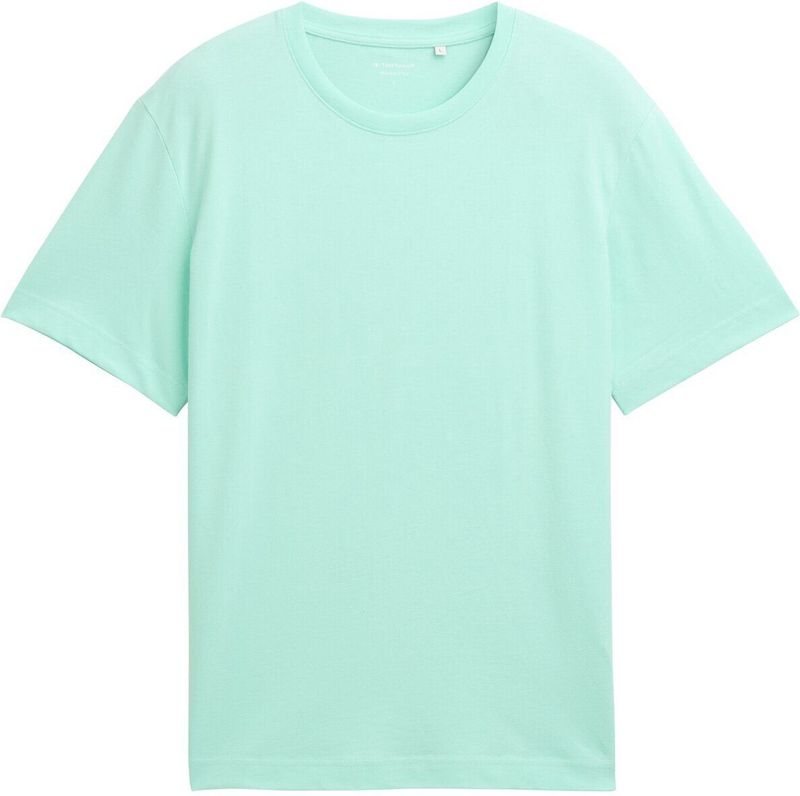 TOM TAILOR - Shirt - Mintgroen - Jersey - Ronde Hals - Kwartmouw