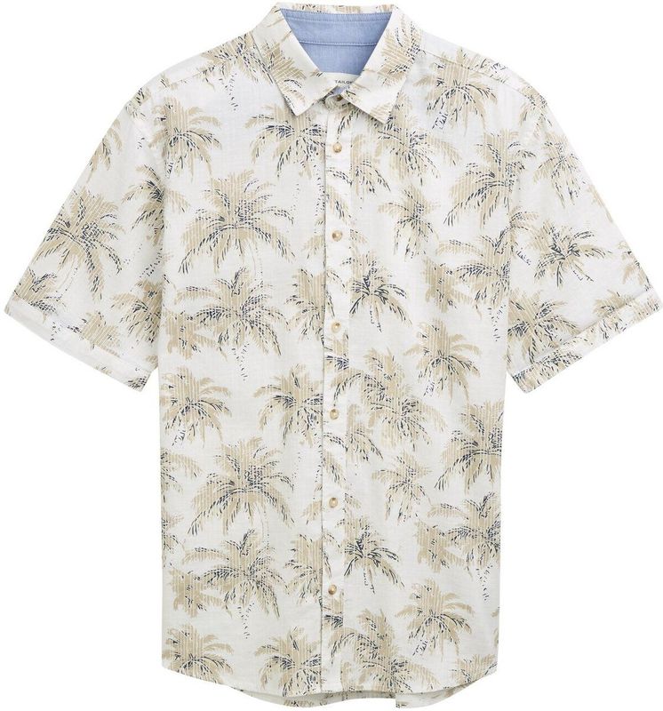 Tom Tailor - Vrijetijdsoverhemd - Groen - Puur Katoen - All-over Motief