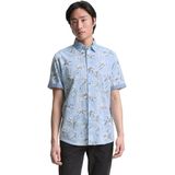 Tom Tailor - 1046085xx10 - Overhemd - Lichtblauw - 100% Katoen, Regular Fit, Korte Mouwen, Palmboomprint