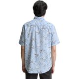 Tom Tailor - 1046085xx10 - Overhemd - Lichtblauw - 100% Katoen, Regular Fit, Korte Mouwen, Palmboomprint