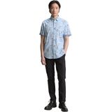 Tom Tailor - 1046085xx10 - Overhemd - Lichtblauw - 100% Katoen, Regular Fit, Korte Mouwen, Palmboomprint