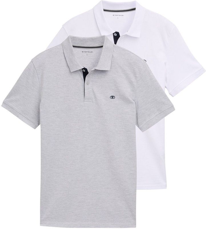 Tom Tailor - Poloshirt - Light stone grey - Set van 2